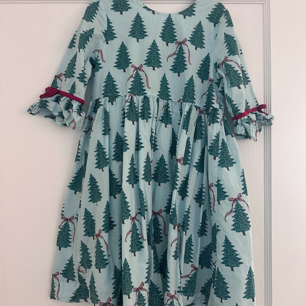 Pink Chicken Evergreen Tree Print Dress